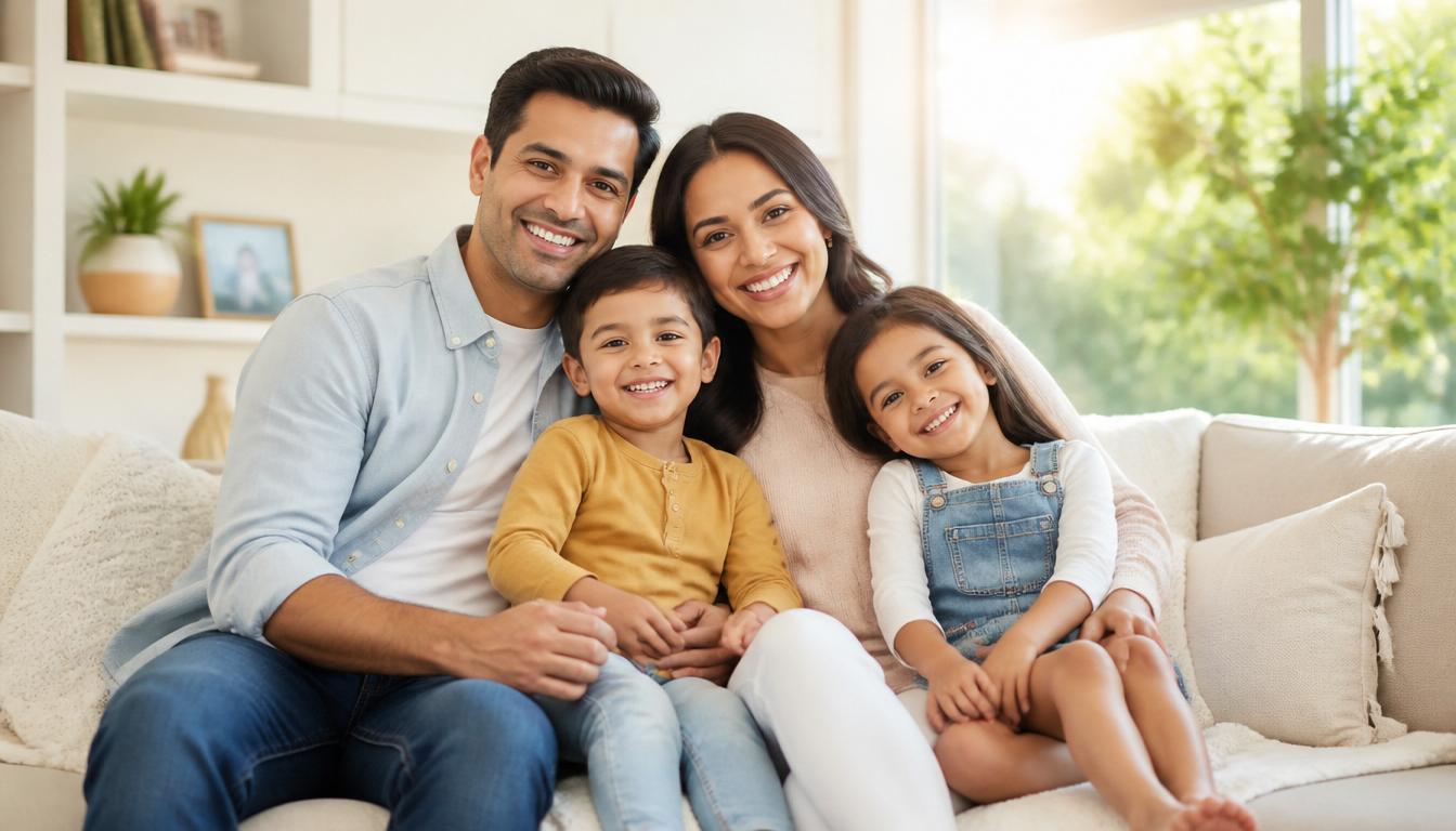 Happy family protected by life insurance